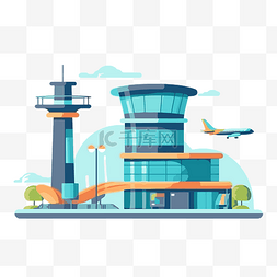 和飞机图片_机场剪贴画 机场控制塔和建筑物