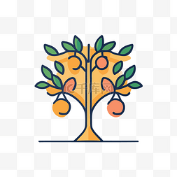 矢量桃树图片_橙树和新鲜水果矢量标志