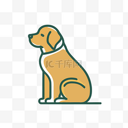 米色背景上的黄色和棕色狗标志 