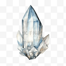 水晶碧玺石英的水彩插图