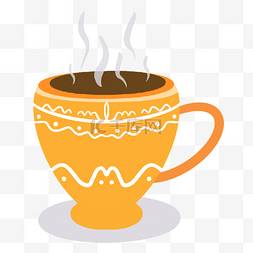 黄色温热的咖啡杯子