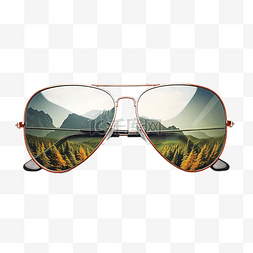 飞行员眼睛图片_PNG飞行员太阳镜与山风景