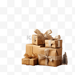 金色禮盒裝飾图片_可爱的圣诞礼物位于木板表面