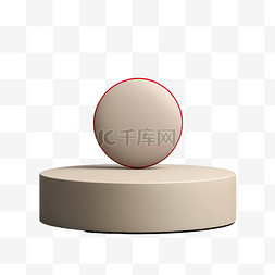 3D 渲染的圆形米色讲台，灰色背景