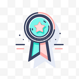 成就icon图片_线条风格平面插图中带有星星的奖
