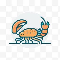 背景龙虾图片_龙虾是一个白色和橙色的线条图标