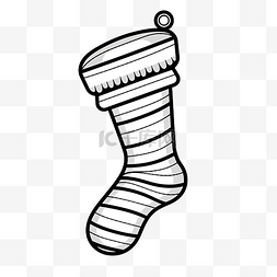 黑白线圣诞糖果袜子手套矢量图