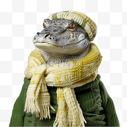 斑马帽子图片_鳄鱼在冬天的帽子和围巾