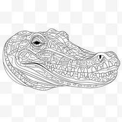 涂鸦鳄鱼图片_鳄鱼单线线条艺术单线动物
