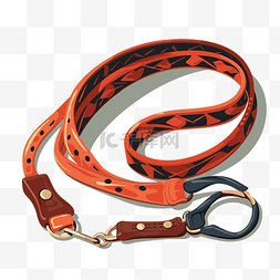 皮带剪贴画长橙色挂绳，带金属锁