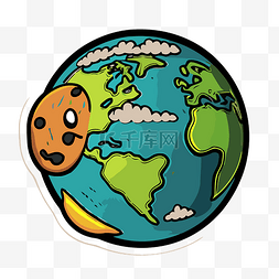 地球贴纸图片_地球饼干贴纸 向量
