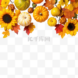 花卉植物图片_感恩节快乐概念南瓜向日葵苹果和