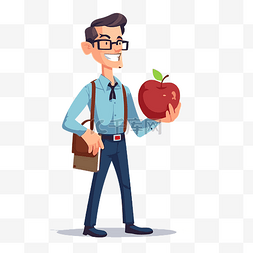 苹果老师剪贴画 一个戴着眼镜和