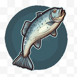蓝色背景剪贴画中淡水鲤鱼的鱼插