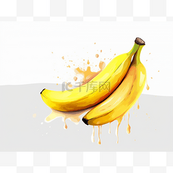 两根香蕉，溅上果汁