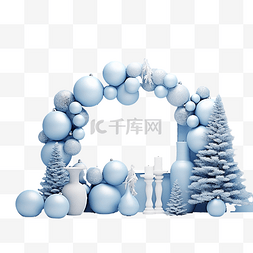 白色墙景图片_白色场景墙地板蓝色圣诞物品装饰