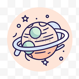 卡通宇宙土星行星图标的插图 向