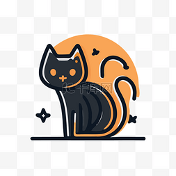可爱的猫图标万圣节黑色和橙色 
