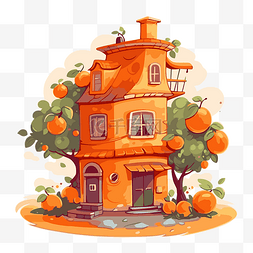 橙色的房子图片_橙色的房子 向量