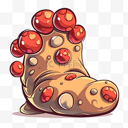 脚趾剪贴画怪物脚上有蘑菇卡通 