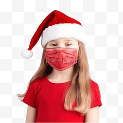 儿童患病图片_戴着红色圣诞帽的孩子在圣诞节生