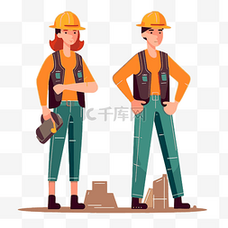 女性建筑工人图片_建筑行业卡通中的工人剪贴画年轻