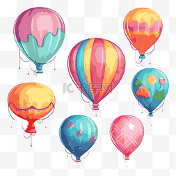 气球剪贴画彩色热气球设置卡通 