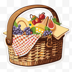 用水果剪贴画装饰的卡通午餐篮 