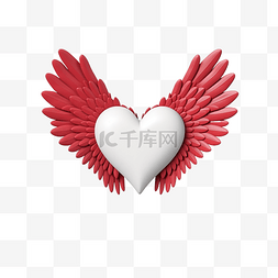 心脏翅膀图片_红心翅膀与框架隔离健康爱情或世