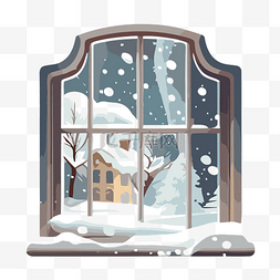 窗户开着图片_下雪天 向量