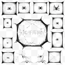艺术的边框图片_万圣节蜘蛛网与蜘蛛框架和角落设