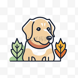直线树叶图片_一只狗和一些秋天树叶的插图 向