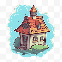 卡通房子与屋顶 剪贴画 向量