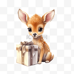 可爱的小鹿，带圣诞礼物和短语