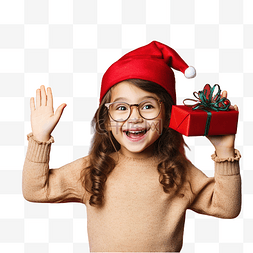 庆祝圣诞节的小女孩在手掌上拿着