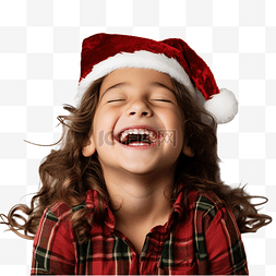 庆祝圣诞节的小女孩笑着闭上眼睛