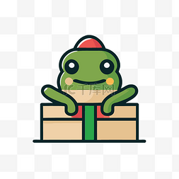 戴红帽子的青蛙带着礼物 向量