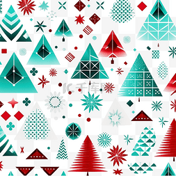 几何无缝图案圣诞节冬季假期设计