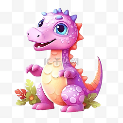 雷龙图片_粉红色和彩色的恐龙
