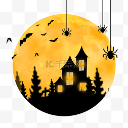 蝙蝠卡通图片_万圣节月亮蜘蛛城堡