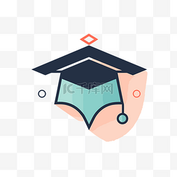 带有毕业帽的研究生院标志设计 