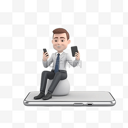 双手插兜站立图片_商人坐在电话上，同时显示电话屏