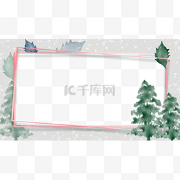 白色圣诞边框图片_圣诞节冬季植物边框雪花