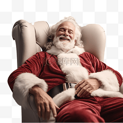 休息区效果图片_圣诞夜快乐的圣诞老人在家放松，