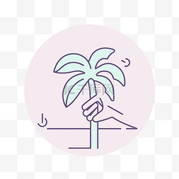 icon图标手掌图片_线图标棕榈树与棕榈在空中 向量