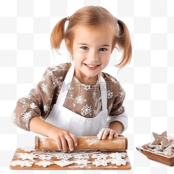 烘焙擀面杖图片_可爱的小女孩用擀面杖为圣诞节烤