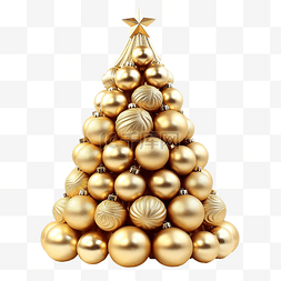 闪亮的圣诞树图片_圣诞组合物，树形金色闪亮的小玩