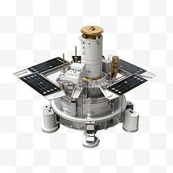 卫星接收图标图片_3d 渲染地面卫星旋转透视图