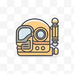 矢量潜水装备图片_细线风格标志的橙色潜水头盔 向