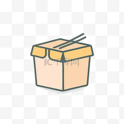 素材外卖图片_一个橙色的盒子，里面有筷子和米